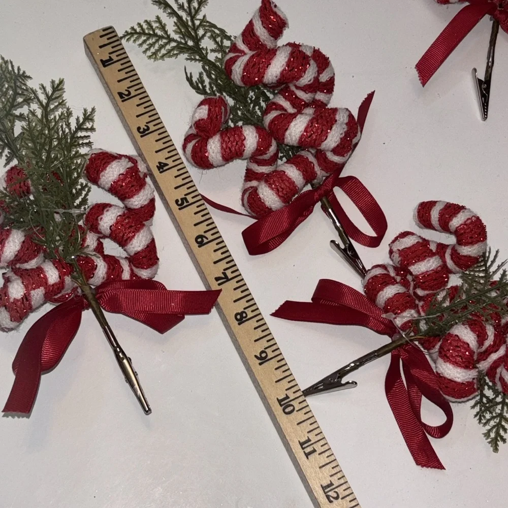Red and White Christmas Tree Ornaments Candy Cane Sugar Christmas Theme NWOT